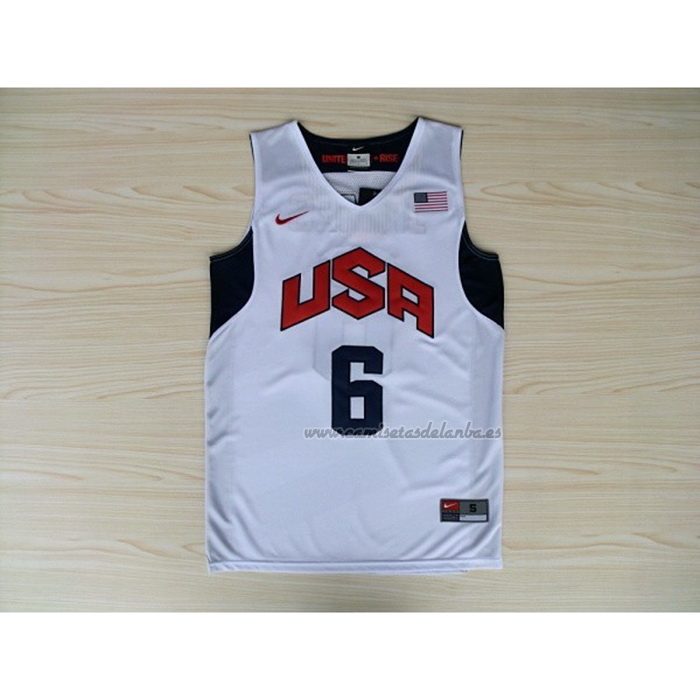 Camiseta USA 2012 Lebron James NO 6 Blanco